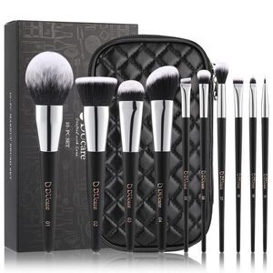 DUcare 10pcs Black Premium Synthetic Kabuki Makeup Brushes With Bag